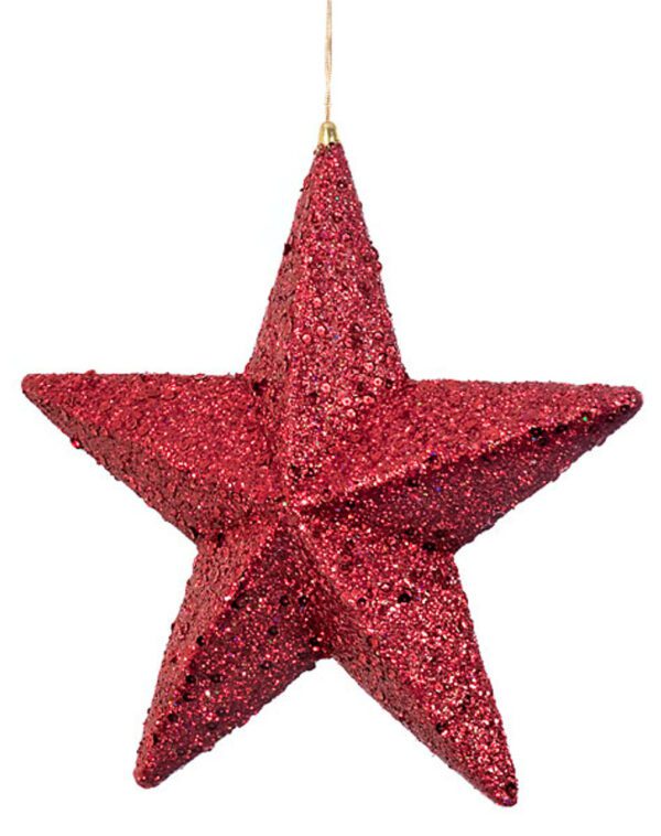 Ruby Red Glittered Star 12" (Qty 6)