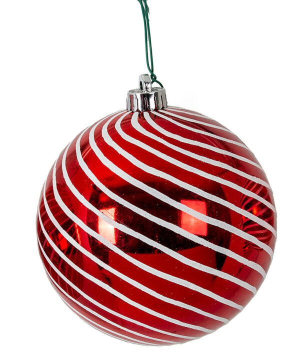 Ruby Red Reflective Swirl Stripe Ball 8" (Qty 4)