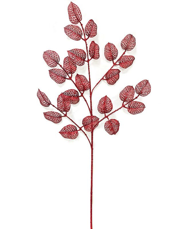 Ruby Red Sparkling Small Leaf Spray 36"