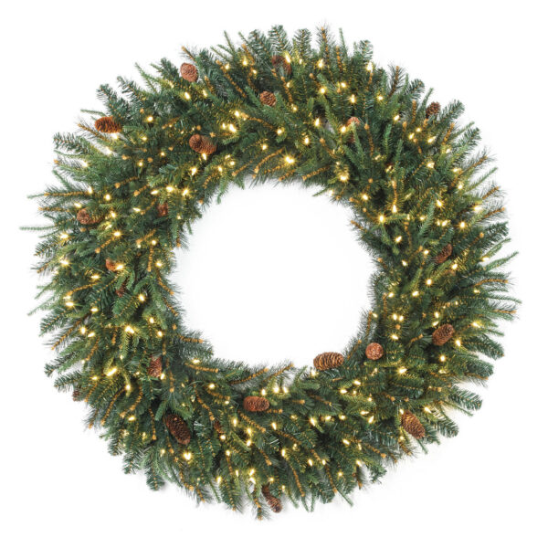 Prelit Amhurst Mixed Pine Wreath with Pine Cones 36"