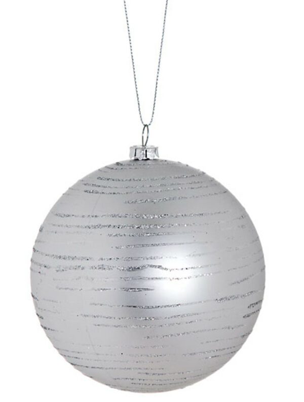 Silver Matte Ball With Glitter 4"