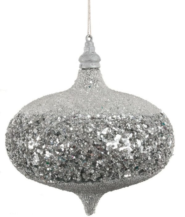 Silver Sparkle Onion Ornament 6"