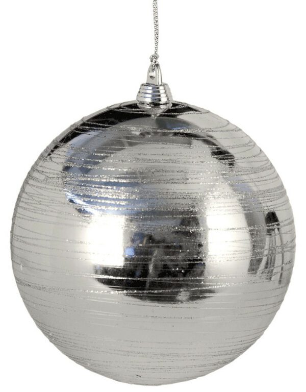 Mod Glitter Kissed Ball Silver 5" (Qty 12)