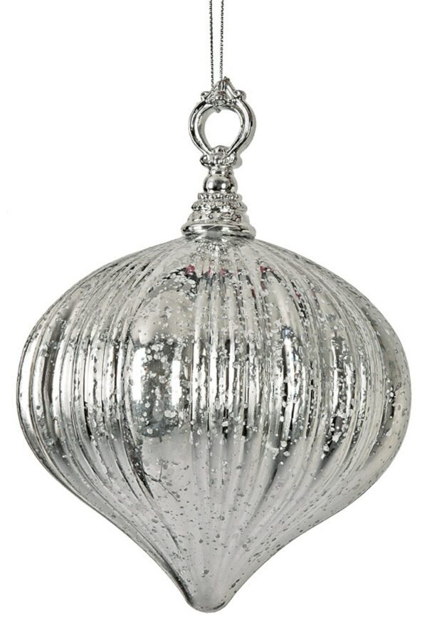 Silver Plastic Mercury Glass Finish Onion Silver 8"