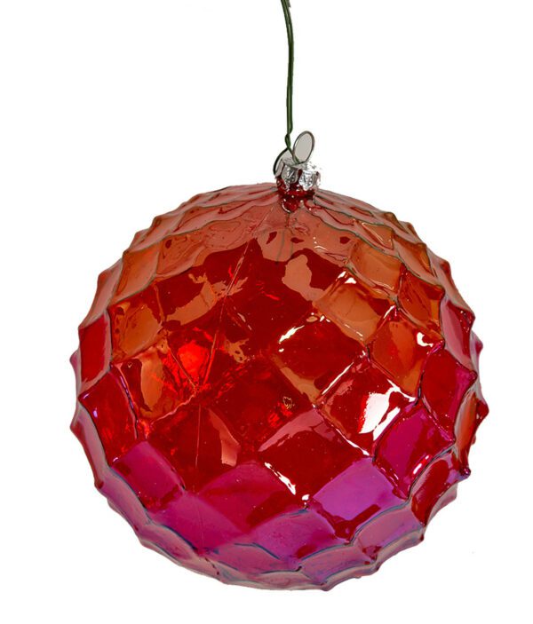 Red Iridescent Grid Ball 5"