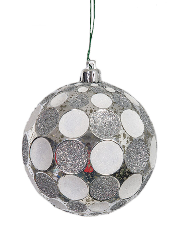 Silver Plastic Mercury Glittered Finish Ball Silver 6" (Qty 6)