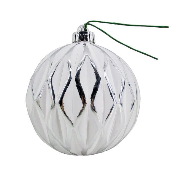 Luxe Whitewashed Pumpkin Ball White/Reflective/Silver 6" (Qty 4)