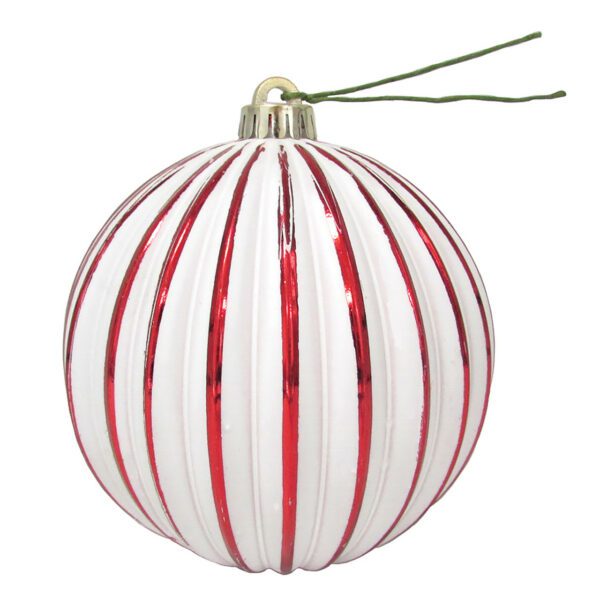 Luxe Red/White Whitewashed Pumpkin Ball 6" (Qty 4)