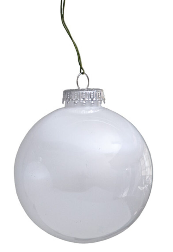 Plastic Glass Finish Ball White 6" (Qty 6)