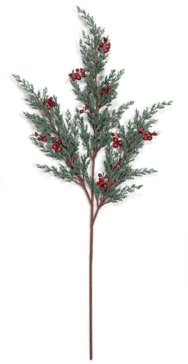 Artificial Juniper Spray with Red Berries Blue/Green 33"