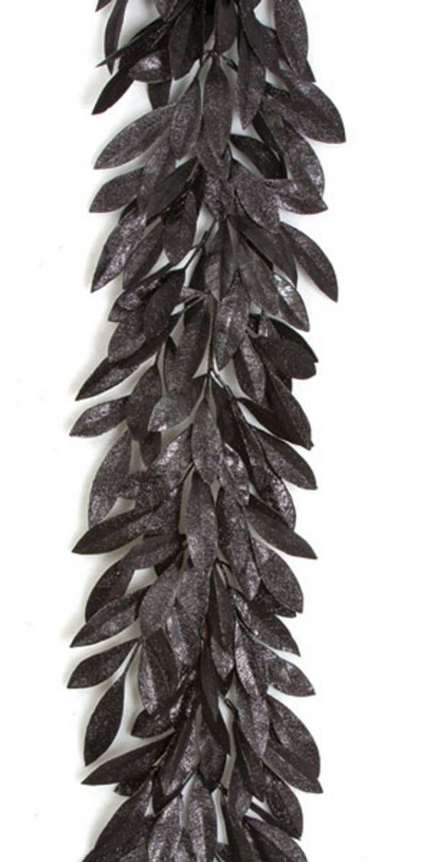 Glittered Chocolate Metallic Bay Leaf Garland 6'