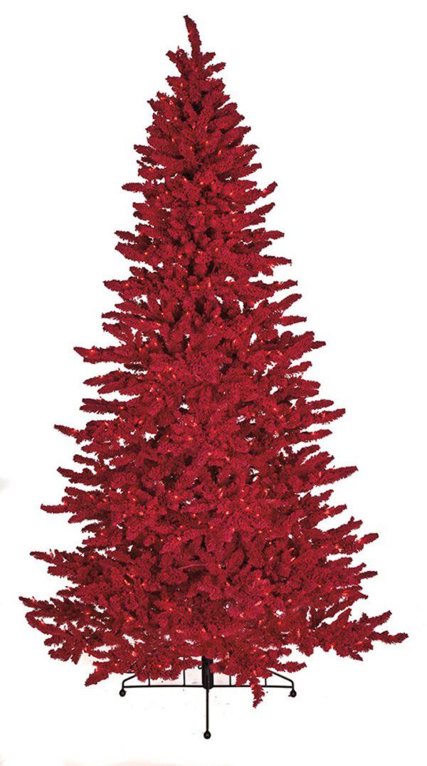 Flocked Ruby Red Velvet Tree 12'