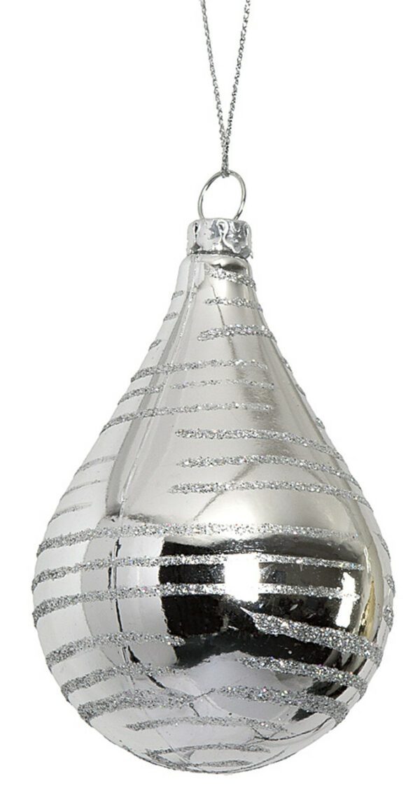 Manhattan Reflective Drop Ornament Silver 3.5" (Qty 12)