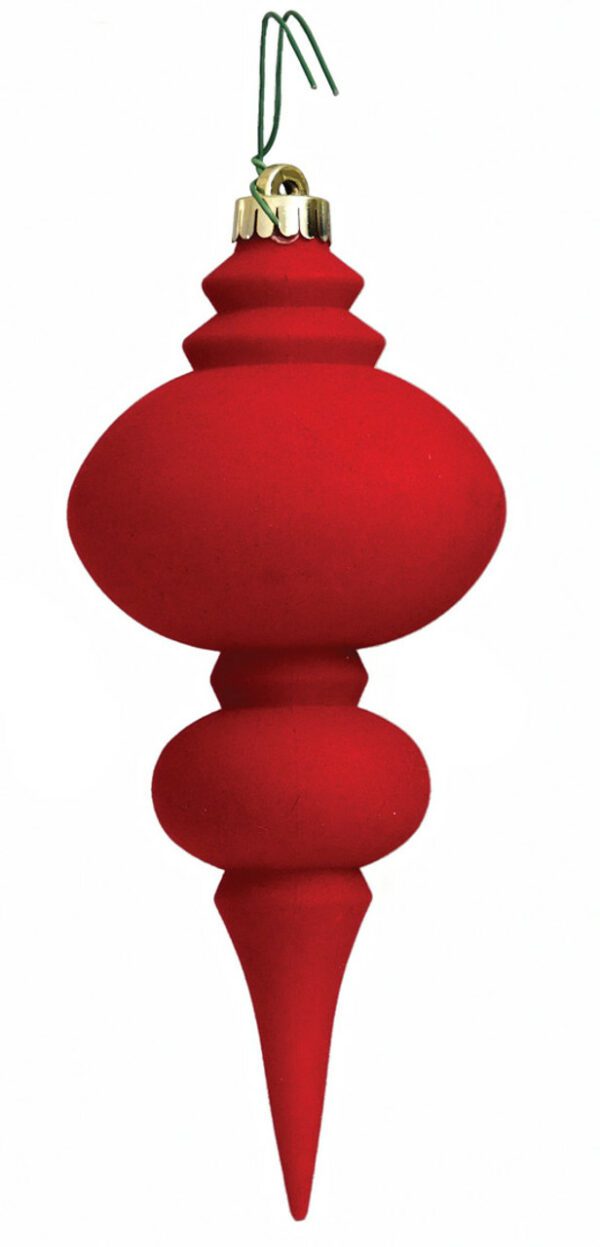 Red Flocked Finial 10"x 4.5" (Qty 6)