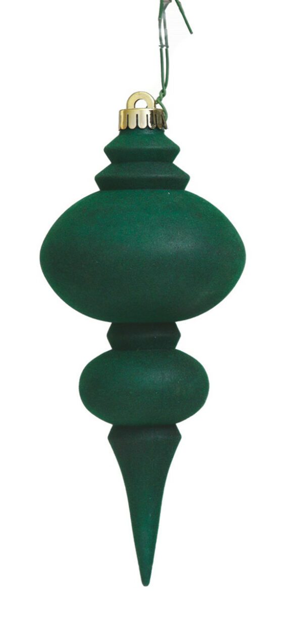 Dark Green Flocked Finial 10" x 4.5"   (Qty 6)