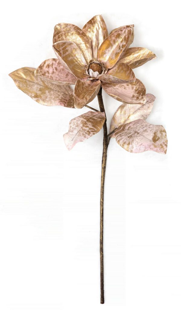 Pink/Gold  Spotted  Magnolia Leaf Stem 23"