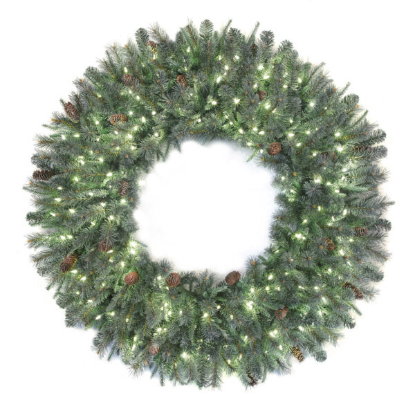 Prelit Greenwich Frosted Mixed Pine Wreath 36"