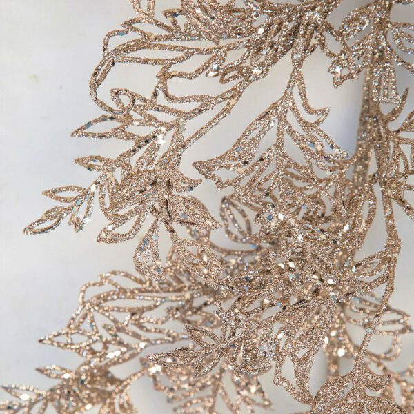 Champagne Glittered Leaf Garland 76"