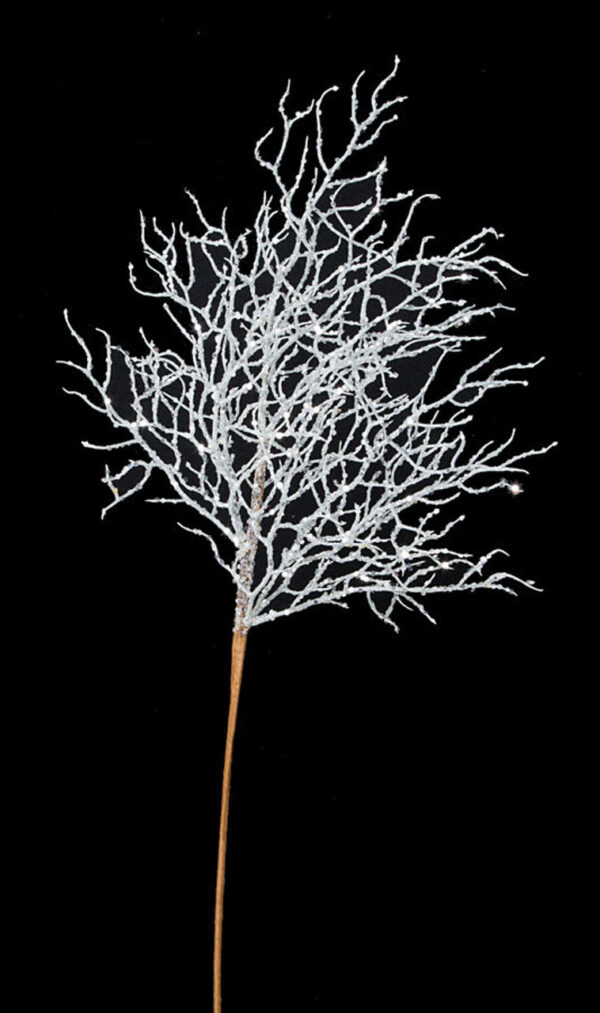 Silver Glittered Twig Spray