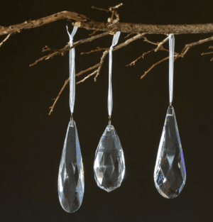 Diamond Drop Glass Ornaments (set of 6)